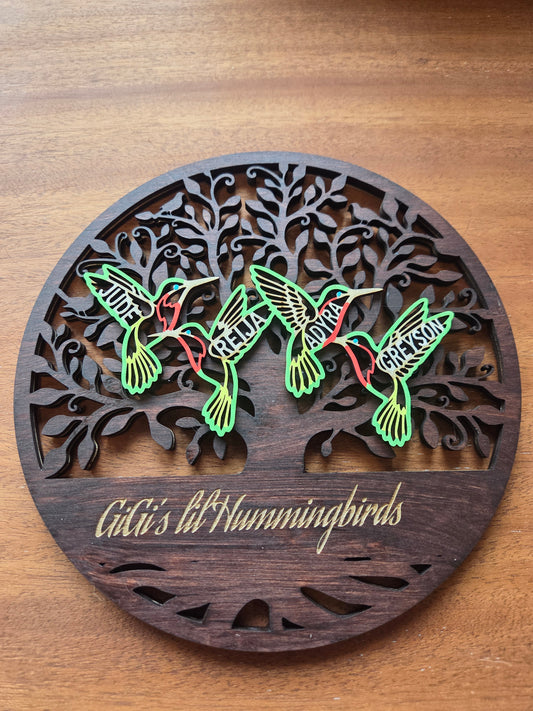 Grandma's Little Hummingbirds Laser Cut Plaque